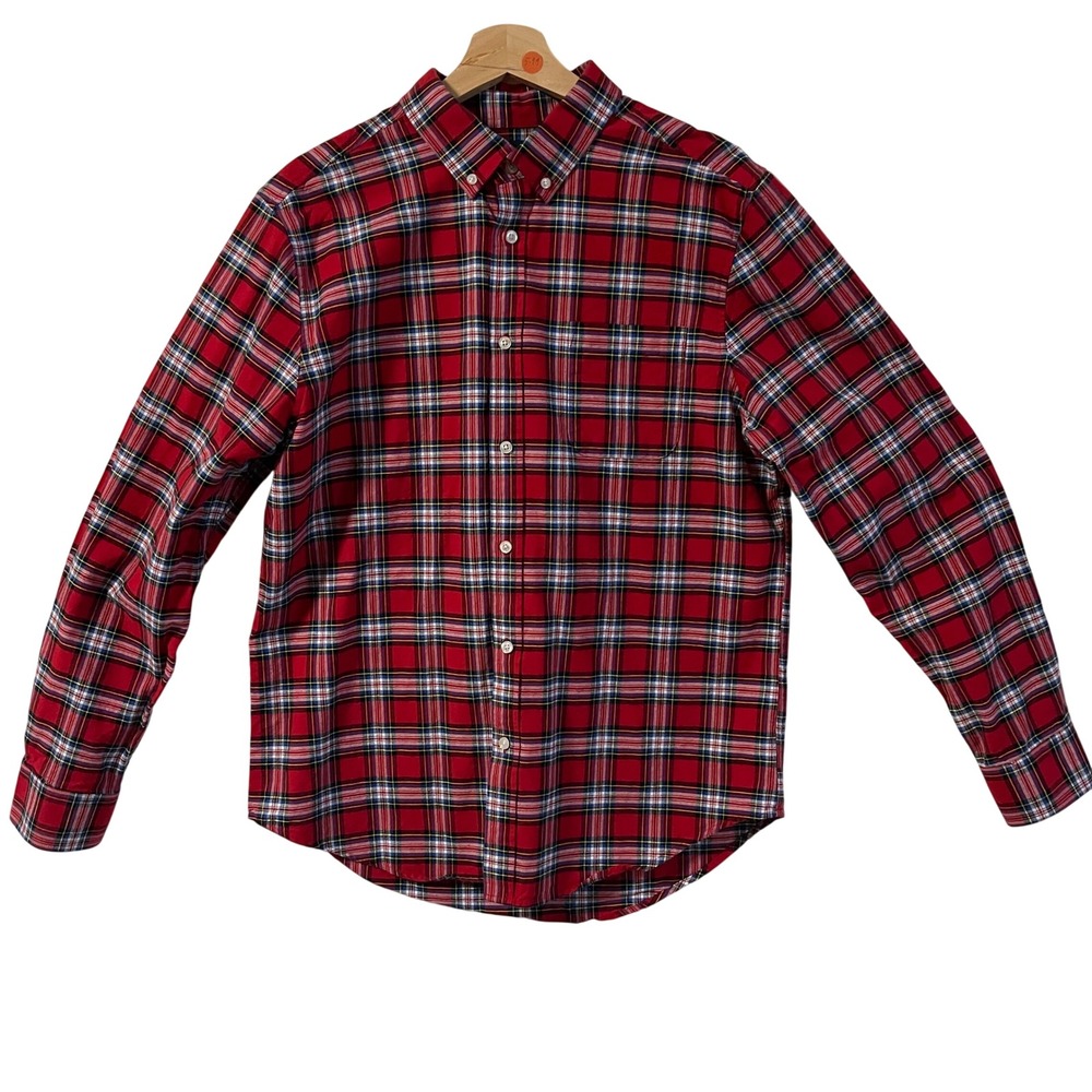Five Four x Mark‎ McNairy Mens Red Plaid Button Down Shirt Long Sleeve Large L